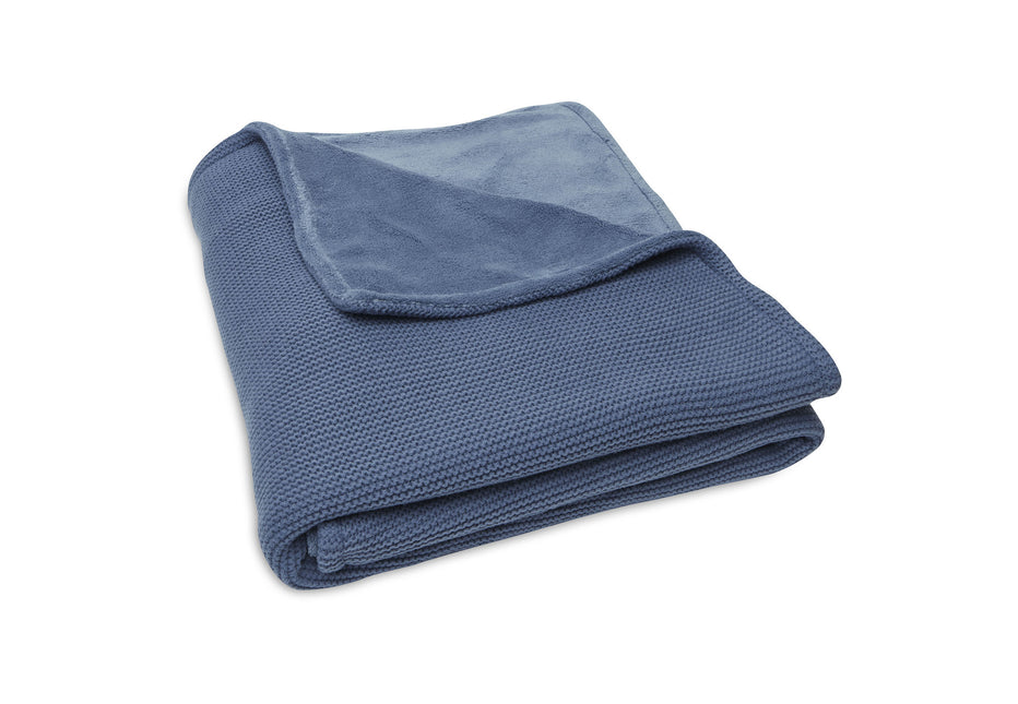 Jollein Koc do łóżka Basic Knit Jeans Blue/Fleece 100x150cm