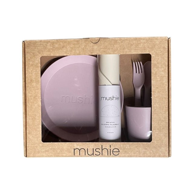 Zestaw naczyń dla dzieci Mushie Giftbox Round Soft Lilac