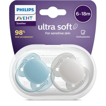 Philips Avent Smoczek +6 miesięcy Miękki Niebieski/Szary