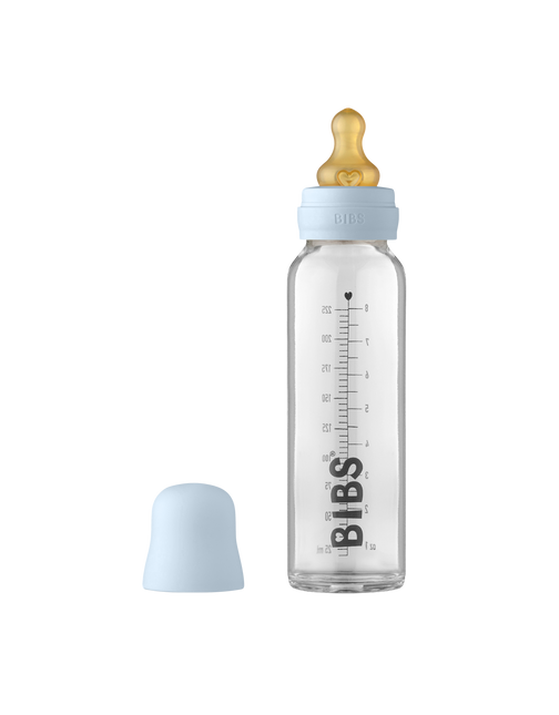 BIBS Butelka dla niemowląt szklana 225ml Baby Blue