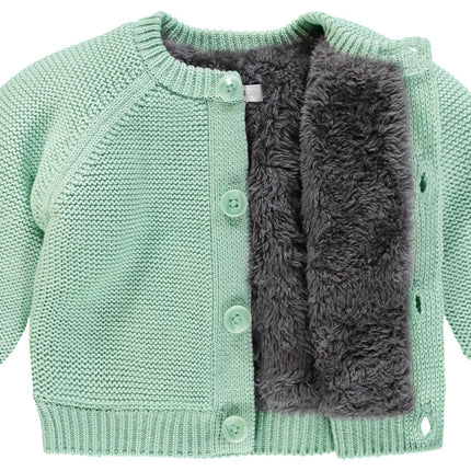 Noppies Baby Cardigan Teddy Lining Grey Mint