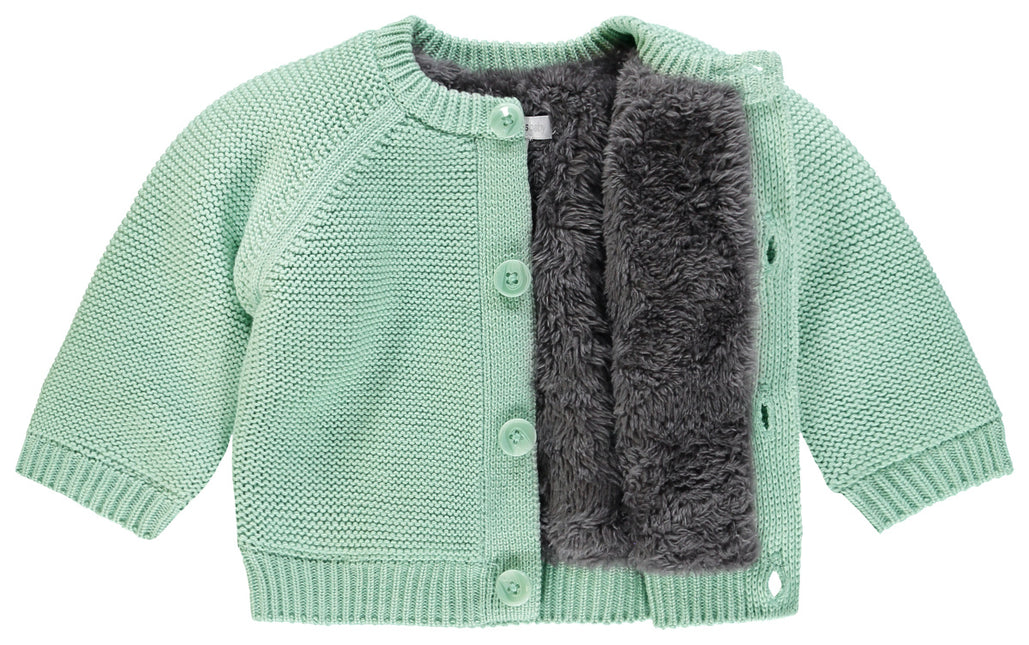 Noppies Baby Cardigan Teddy Lining Grey Mint