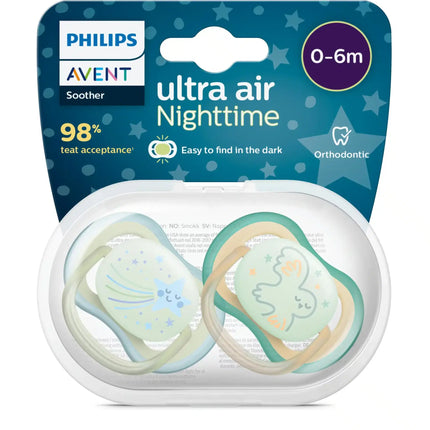 Smoczek Philips Avent +0 miesięcy Air Night Star/Owl