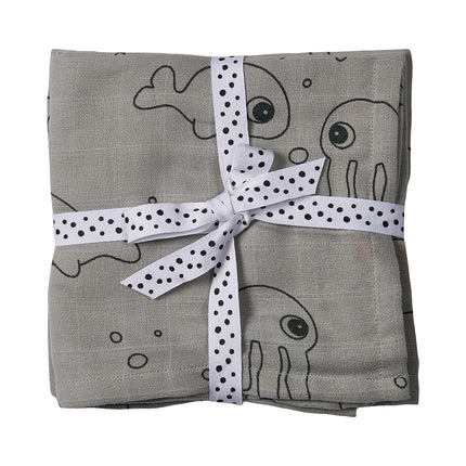 Done by Deer Hydrophilic Cloth Sea Friends Grey 2szt.