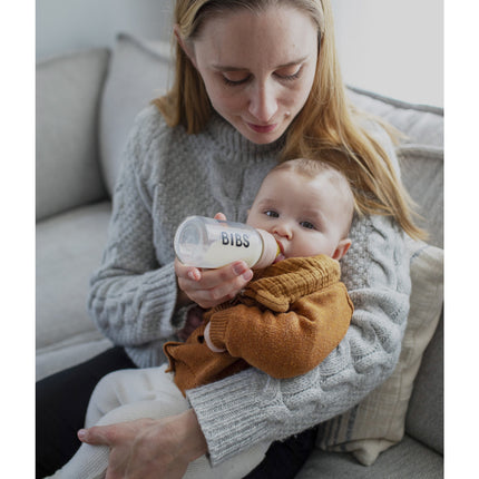 BIBS Butelka dla niemowląt szklana 110ml Baby Blue