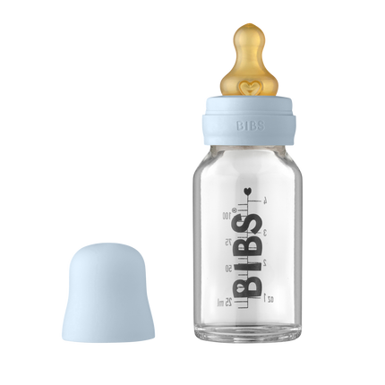 BIBS Butelka dla niemowląt szklana 110ml Baby Blue