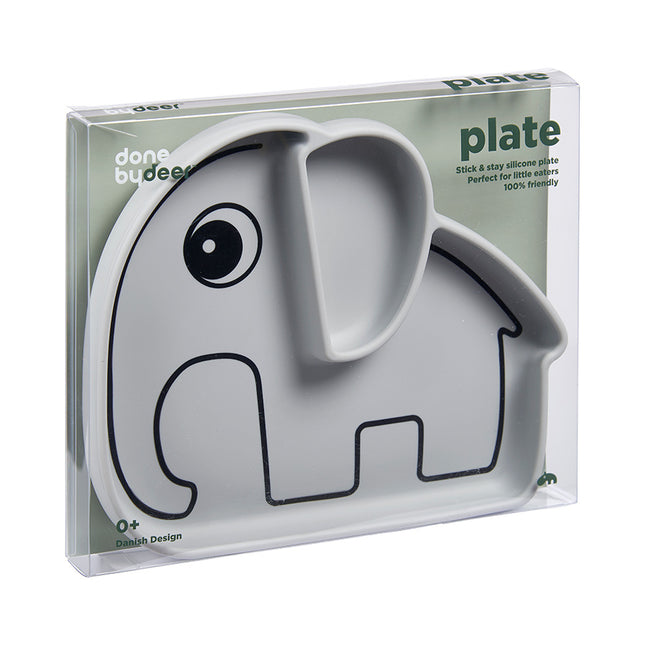 Done by Deer Baby Plate Silicone Stick&Stay Elphee Grey