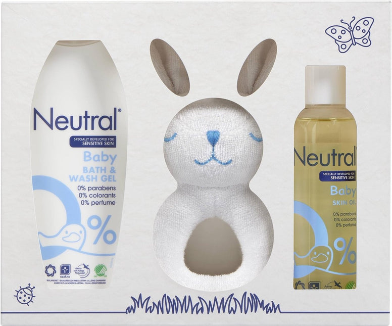 Neutral Giftbox Mydło dla dzieci i olejek do skóry z grzechotką bez perfum