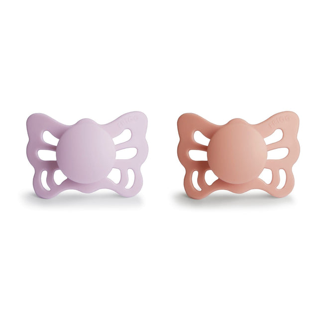 Frigg Smoczek Rozmiar 1 Butterfly Soft Lilac/Pretty Peach Silicone 2-Pack