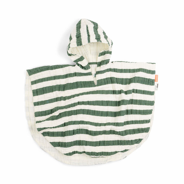 Done by Deer Bath Poncho Stripes Gots Green