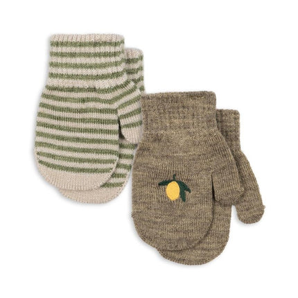 Konges Slojd Kinderhandschoenen Filla Mittens Lemon/Stripe 2St - Konges Slojd - Babywinkel - 5715681094808