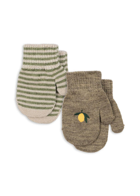 Konges Slojd 2 Pack Filla Mittens Lemon/Stripe